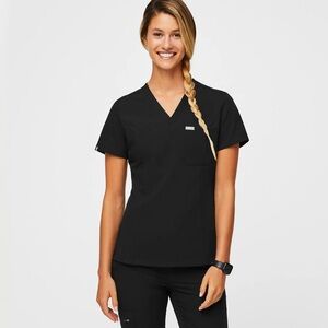 Figs Black Scrub Top